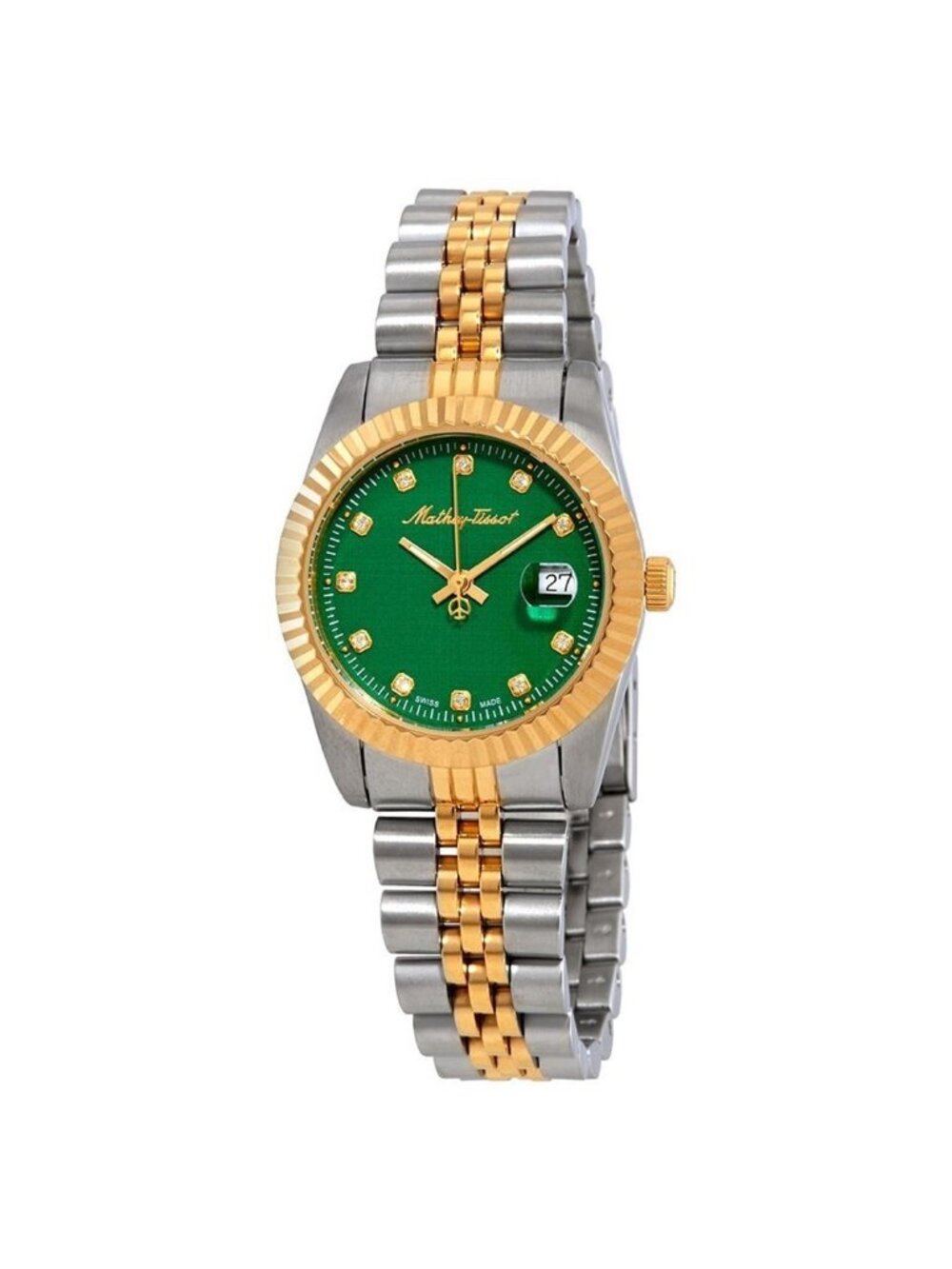NWT Mathey-Tissot Mathey III Quartz Crystal Green Dial Ladies Watch